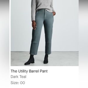 Everlane Utility Barrel Pant, dark teal, size 00